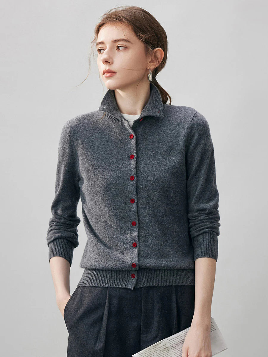 100% Cashmere Women's Turtleneck Button Front Knit Cardigan