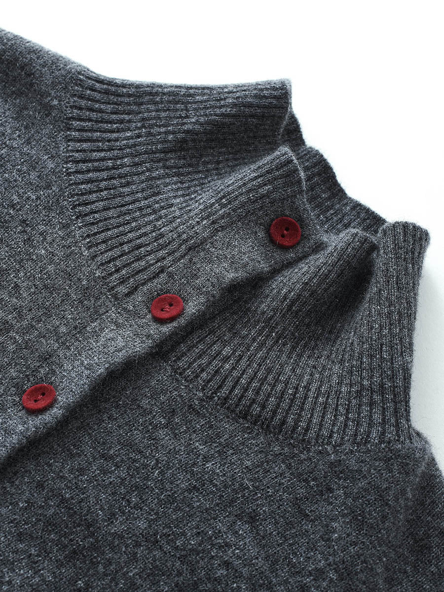 100% Cashmere Women's Turtleneck Button Front Knit Cardigan