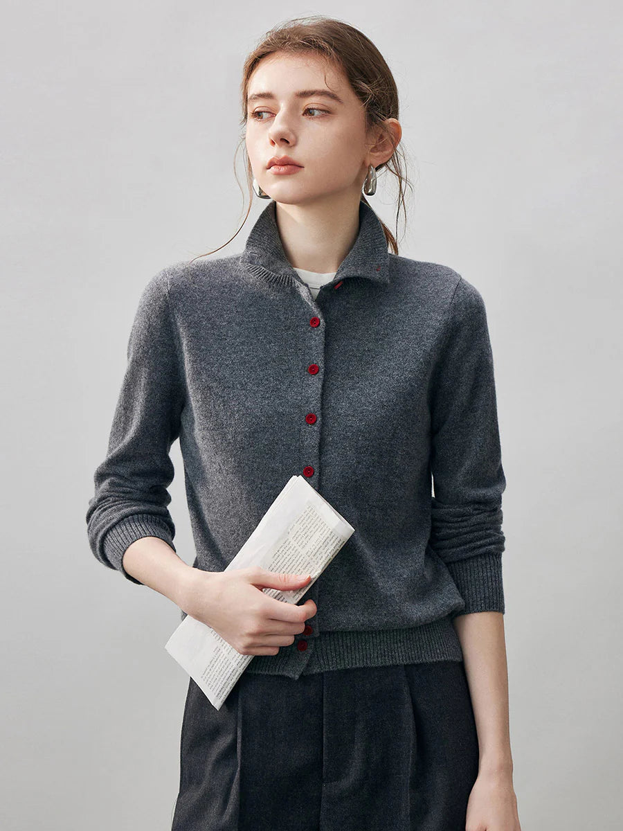 100% Cashmere Women's Turtleneck Button Front Knit Cardigan