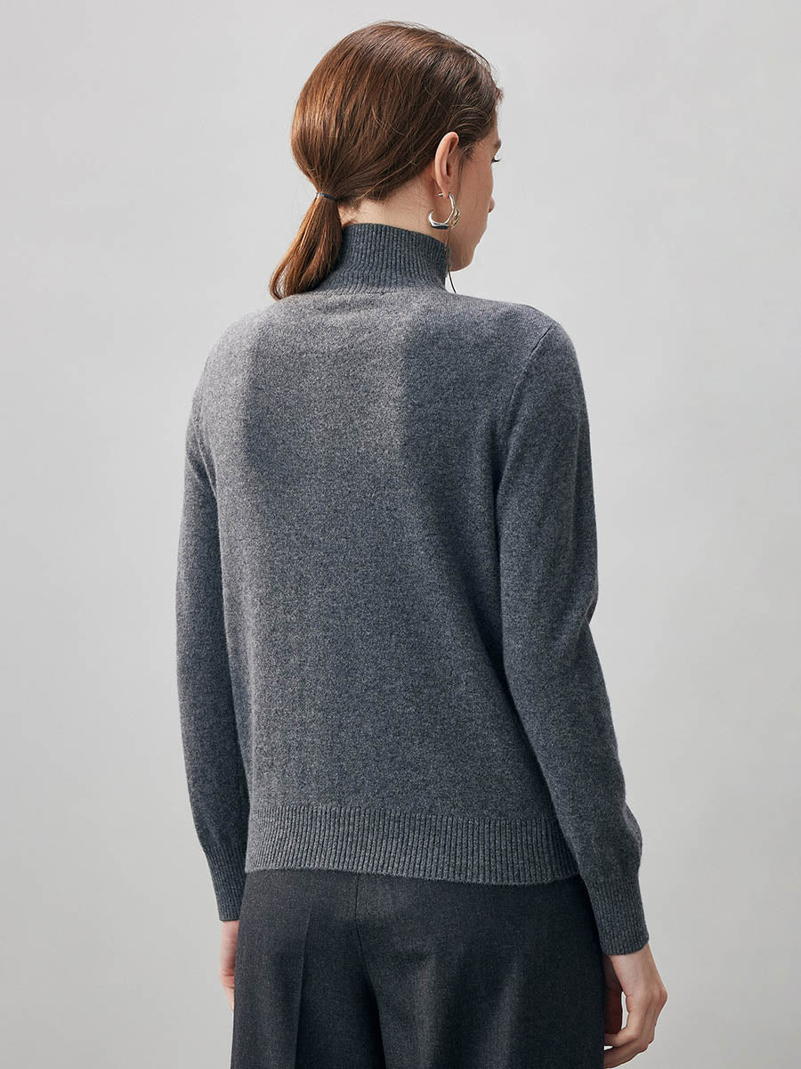 100% Cashmere Women's Turtleneck Button Front Knit Cardigan