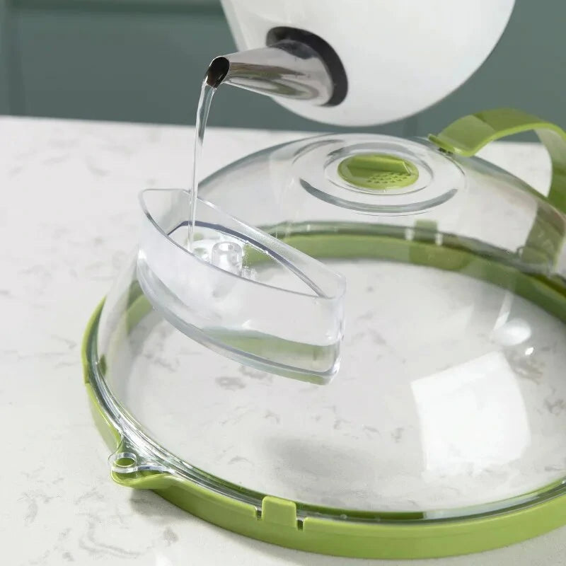 Microwave Splatter Cover with Steam Vent & Anti-Burn Handle