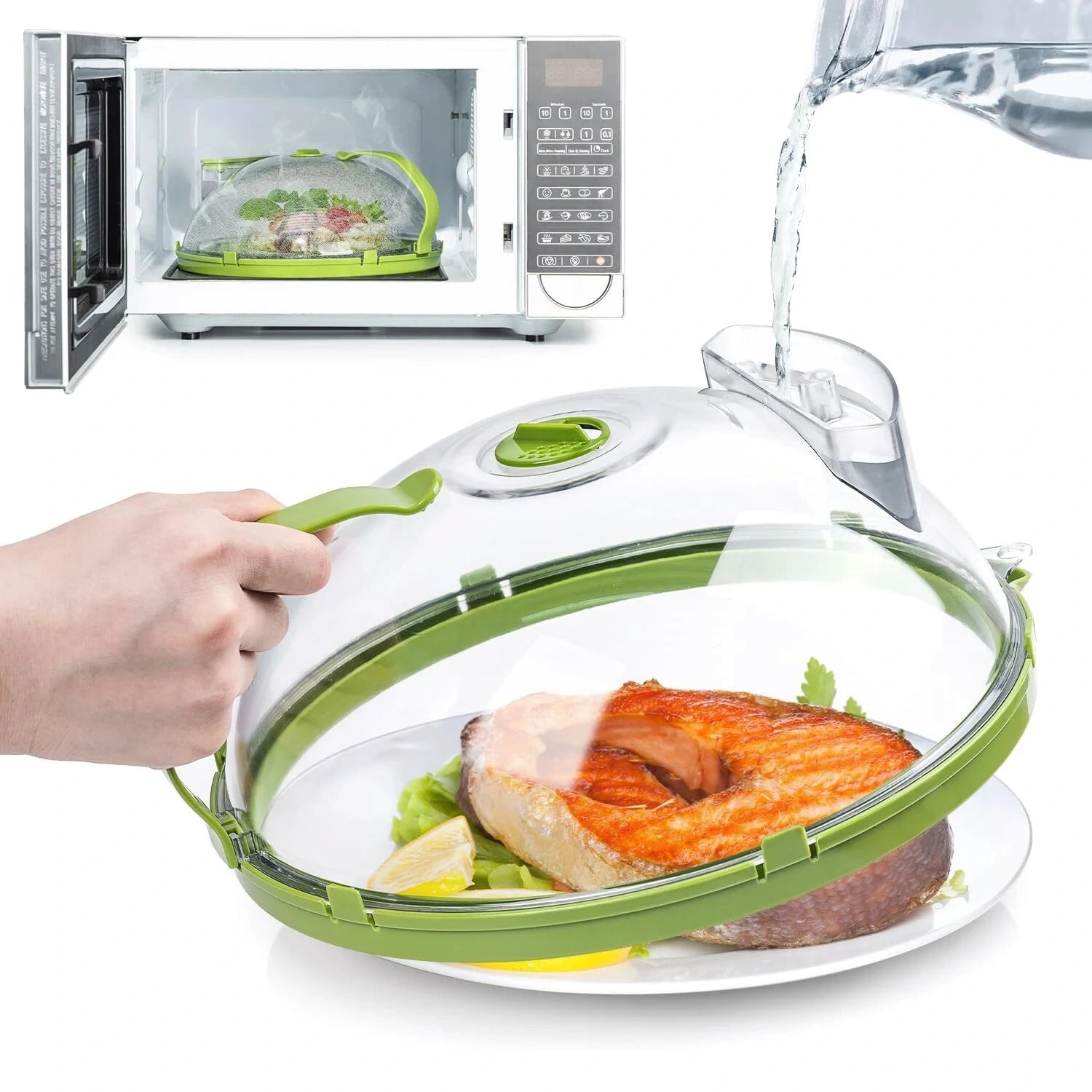 Microwave Splatter Cover with Steam Vent & Anti-Burn Handle
