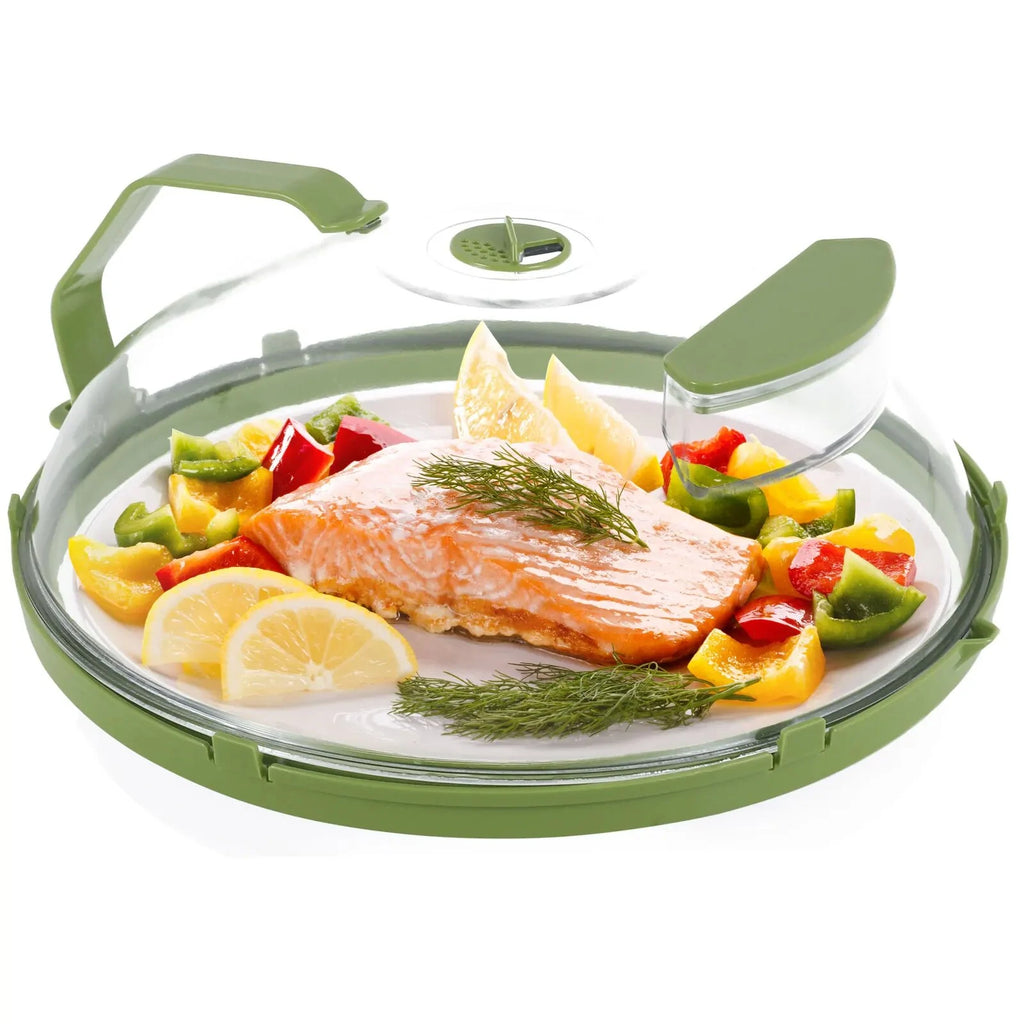 Microwave Splatter Cover with Steam Vent & Anti-Burn Handle