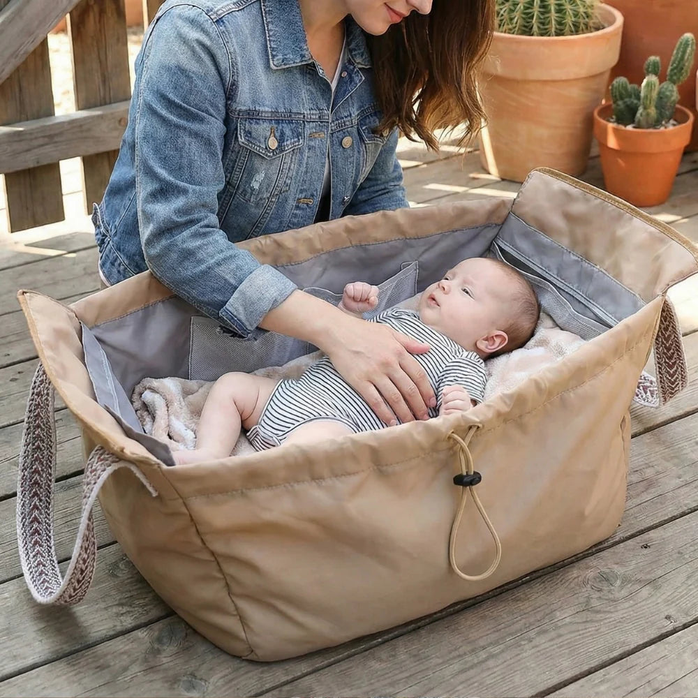 Foldable Baby Travel Cradle & Storage Bag – Portable Everyday Diaper Bag