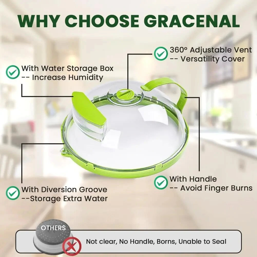 Microwave Splatter Cover with Steam Vent & Anti-Burn Handle