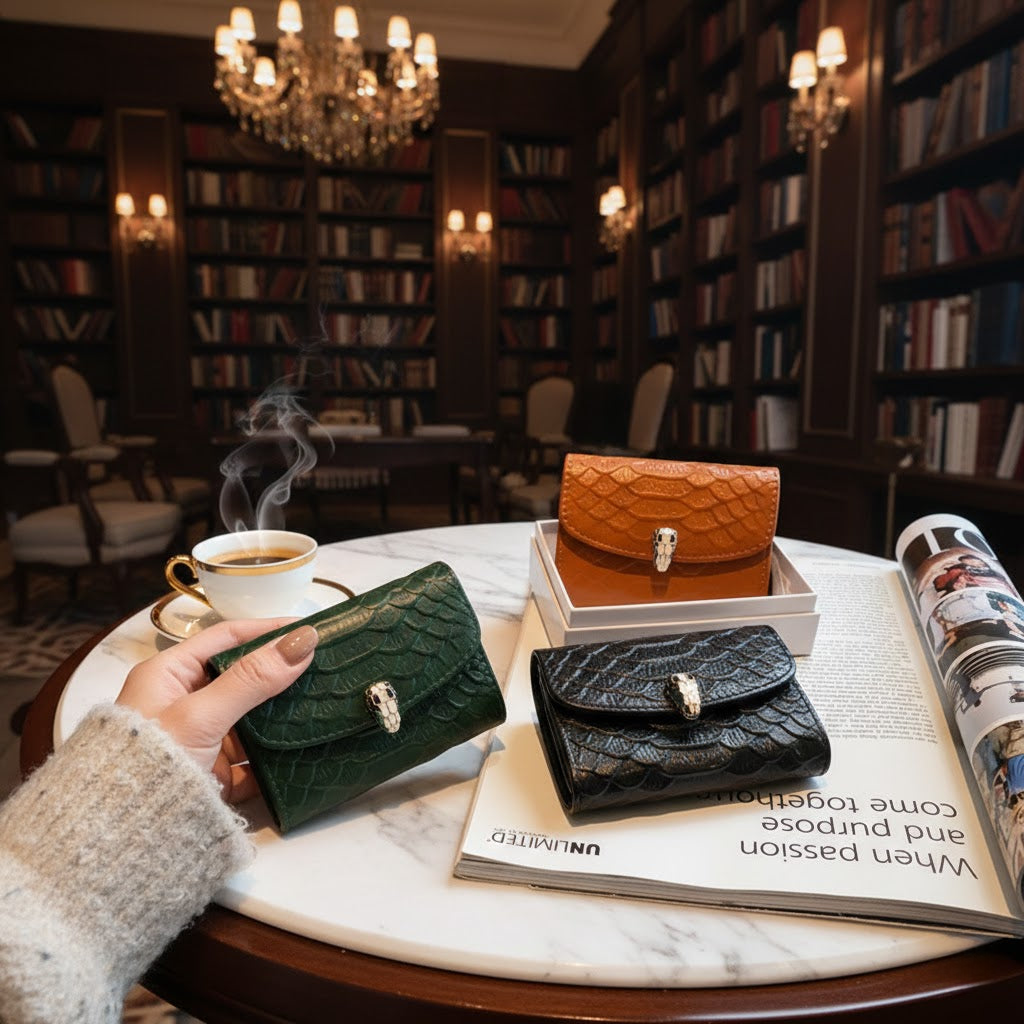 Elegant Snakeskin Leather Card Case – Ultra Slim & Secure