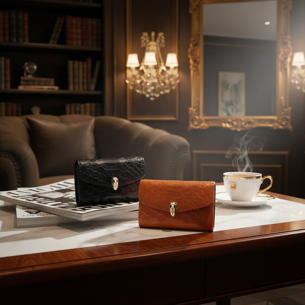 Elegant Snakeskin Leather Card Case – Ultra Slim & Secure